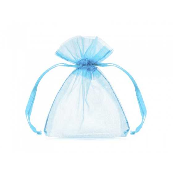 20 pochons organza bleu ciel