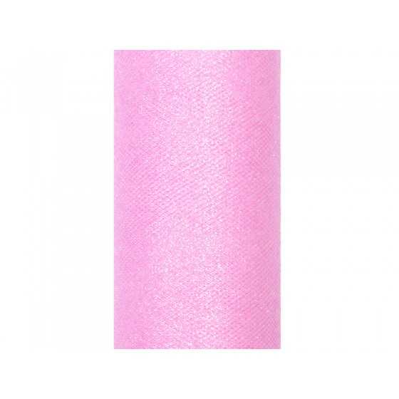 9 m tulle rose clair scintillant 15 cm