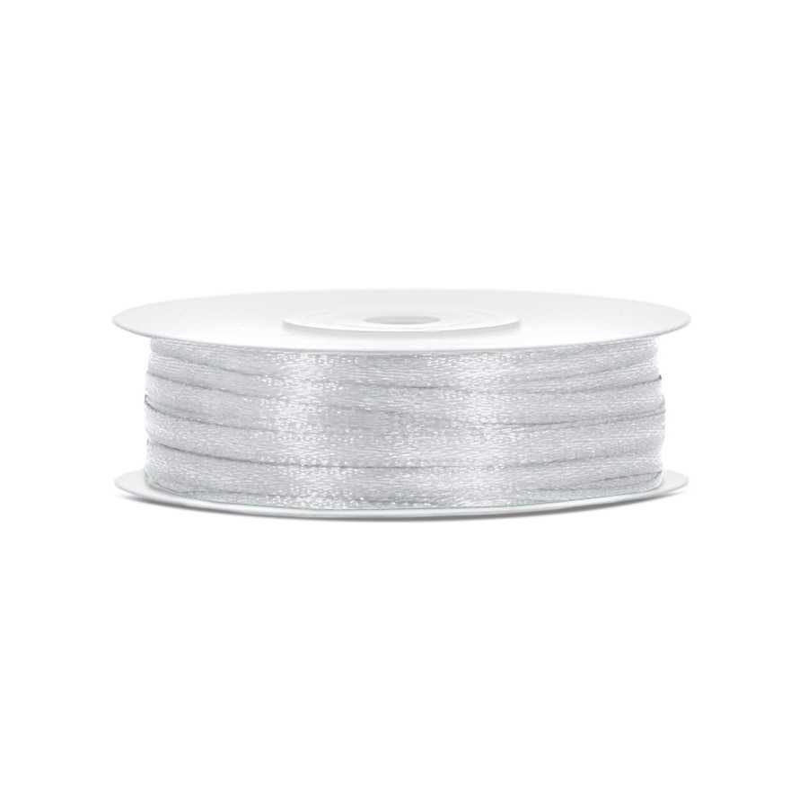 50 m ruban satin argent 3 mm