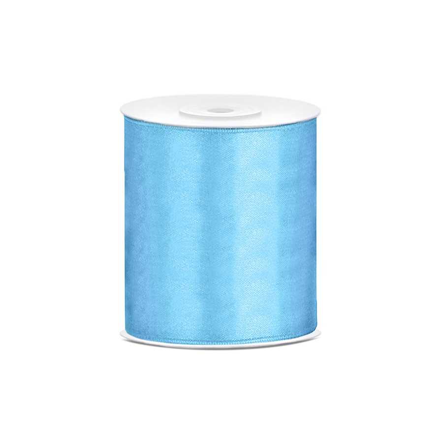 25 m ruban satin bleu ciel 10 cm