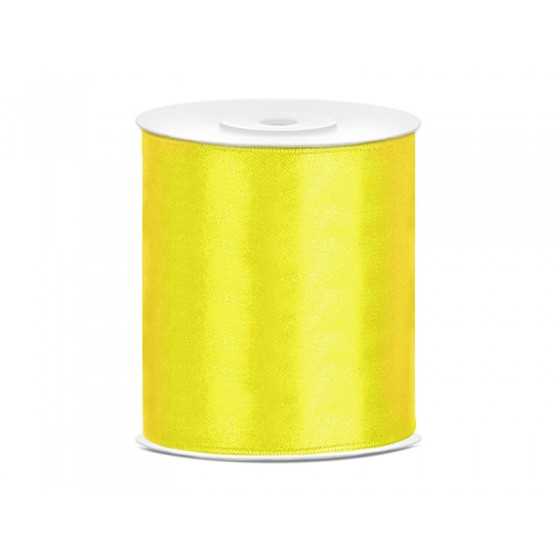 25 m ruban satin jaune 10 cm