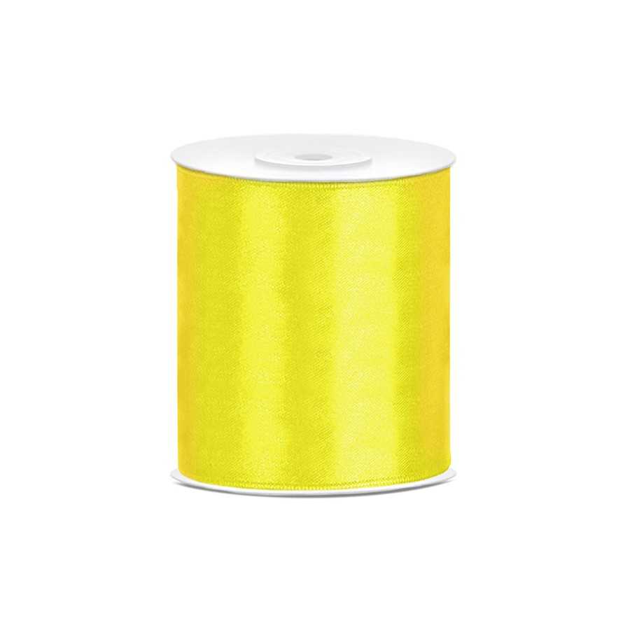 25 m ruban satin jaune 10 cm