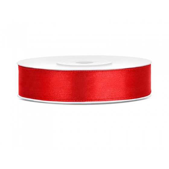 25 m ruban satin rouge 12 mm