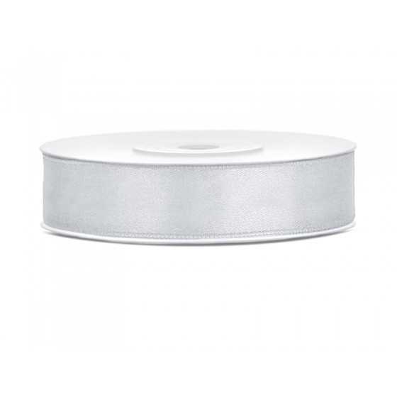 25 m ruban satin argent 12 mm