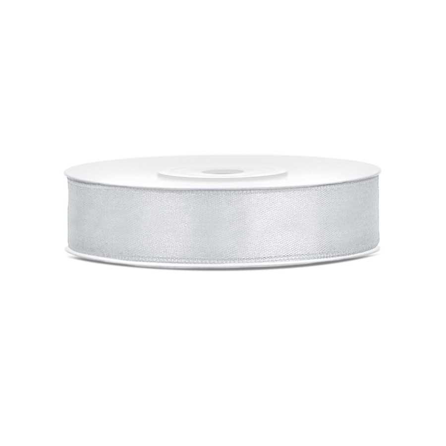 25 m ruban satin argent 12 mm