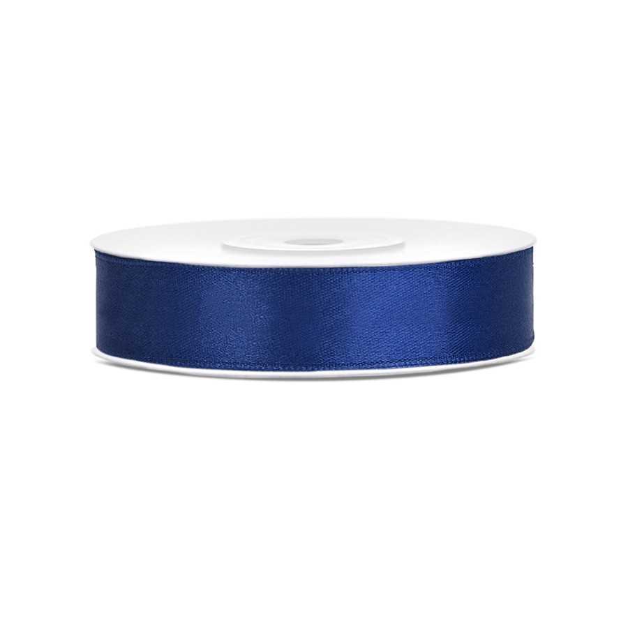 25 m ruban satin bleu marine 12 mm