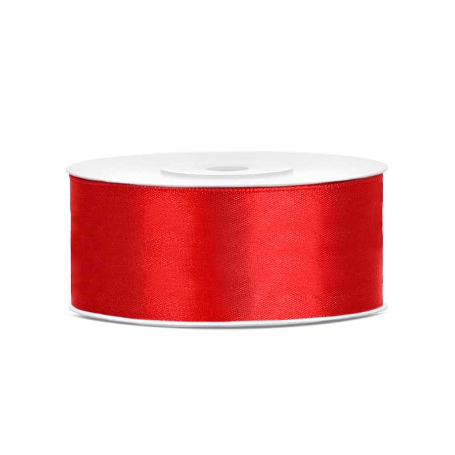 25 m ruban satin rouge 2,5 cm