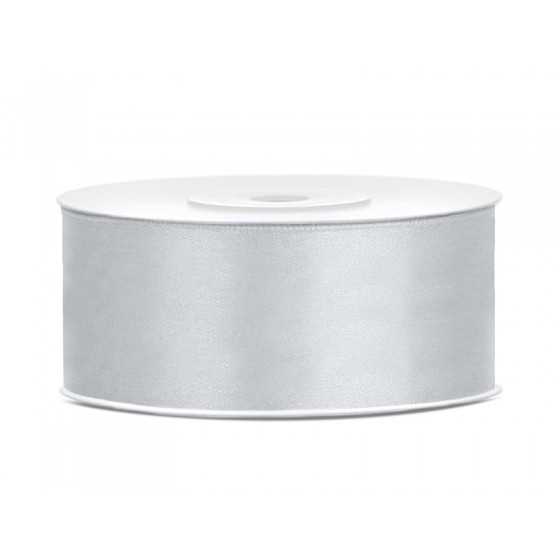 25 m ruban satin argent 2,5 cm