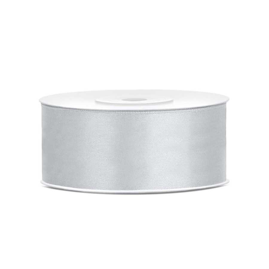 25 m ruban satin argent 2,5 cm