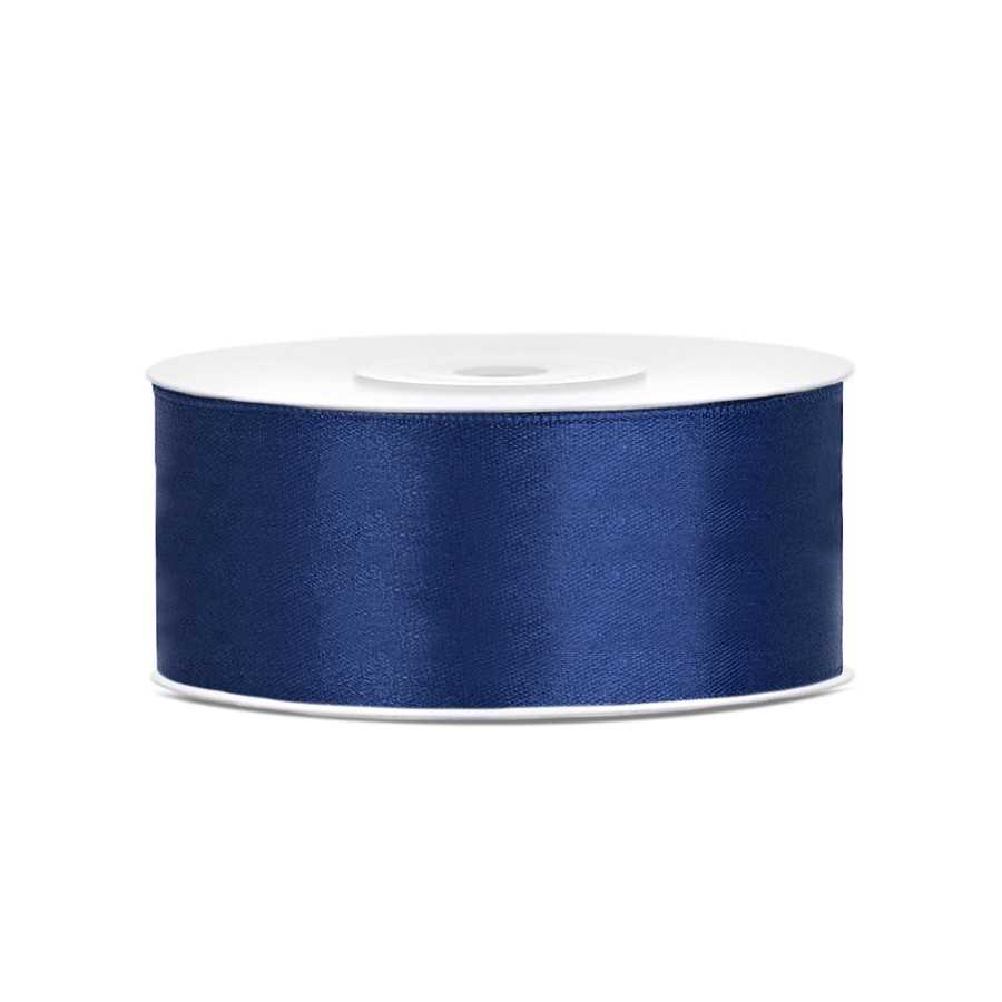 25 m ruban satin bleu marine 2,5 cm