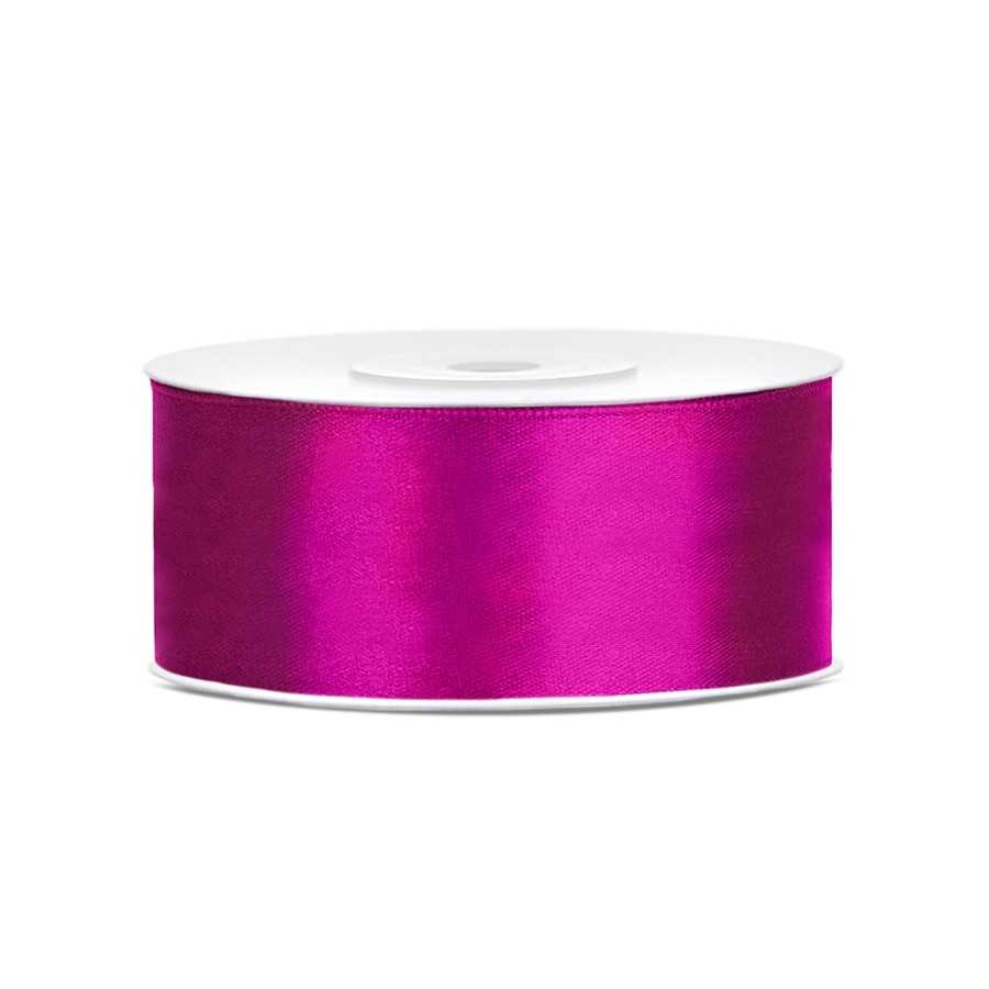 25 m ruban satin fuchsia 2,5 cm
