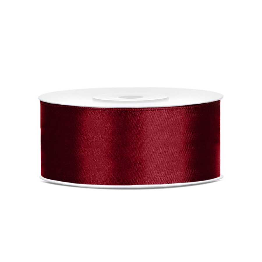 25 m ruban satin bordeaux 2,5 cm