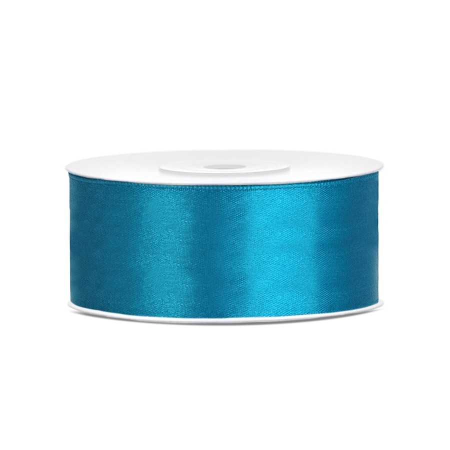 25 m ruban satin turquoise 2,5 cm