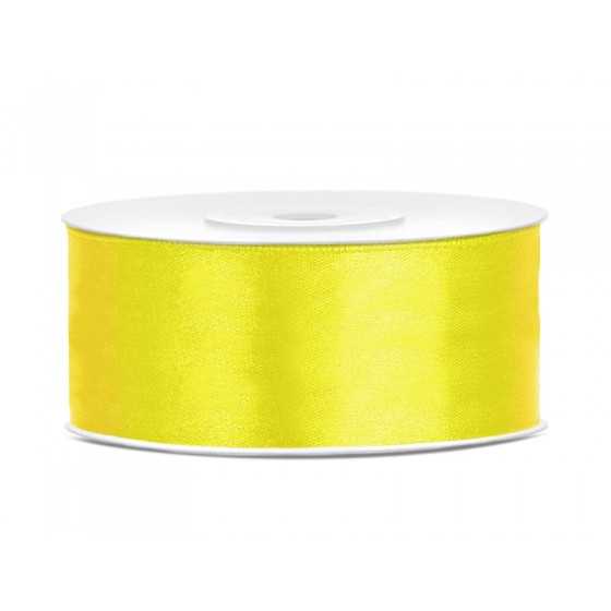 25 m ruban satin jaune 2,5 cm