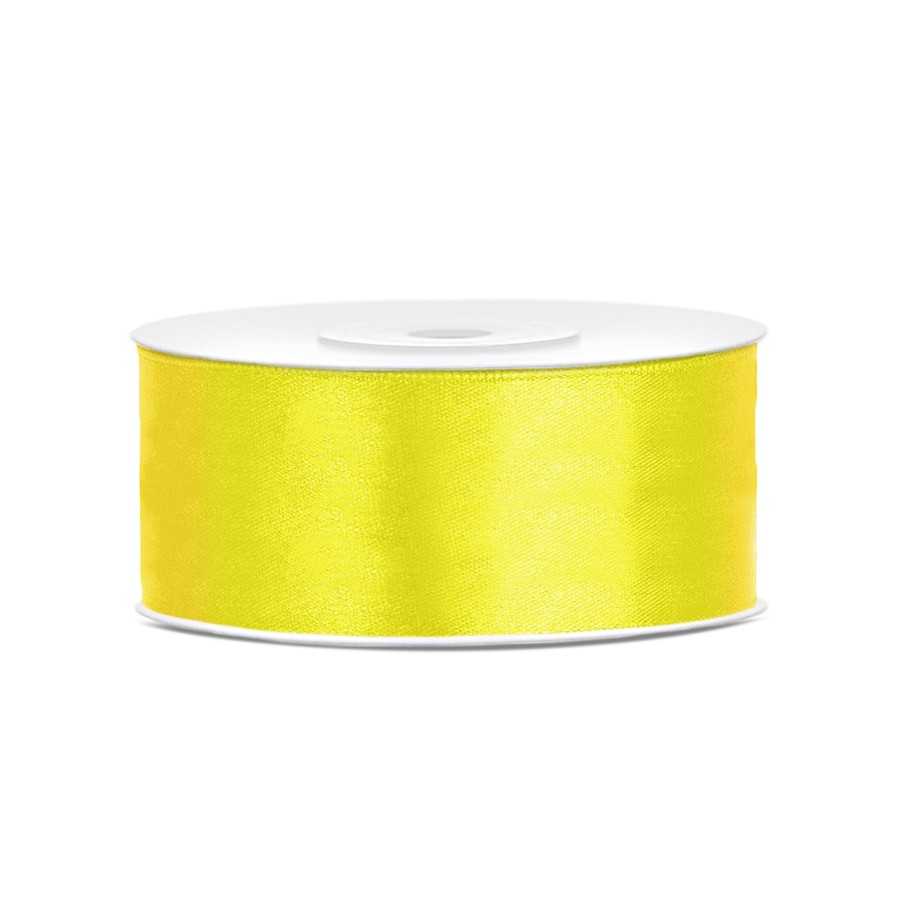 25 m ruban satin jaune 2,5 cm