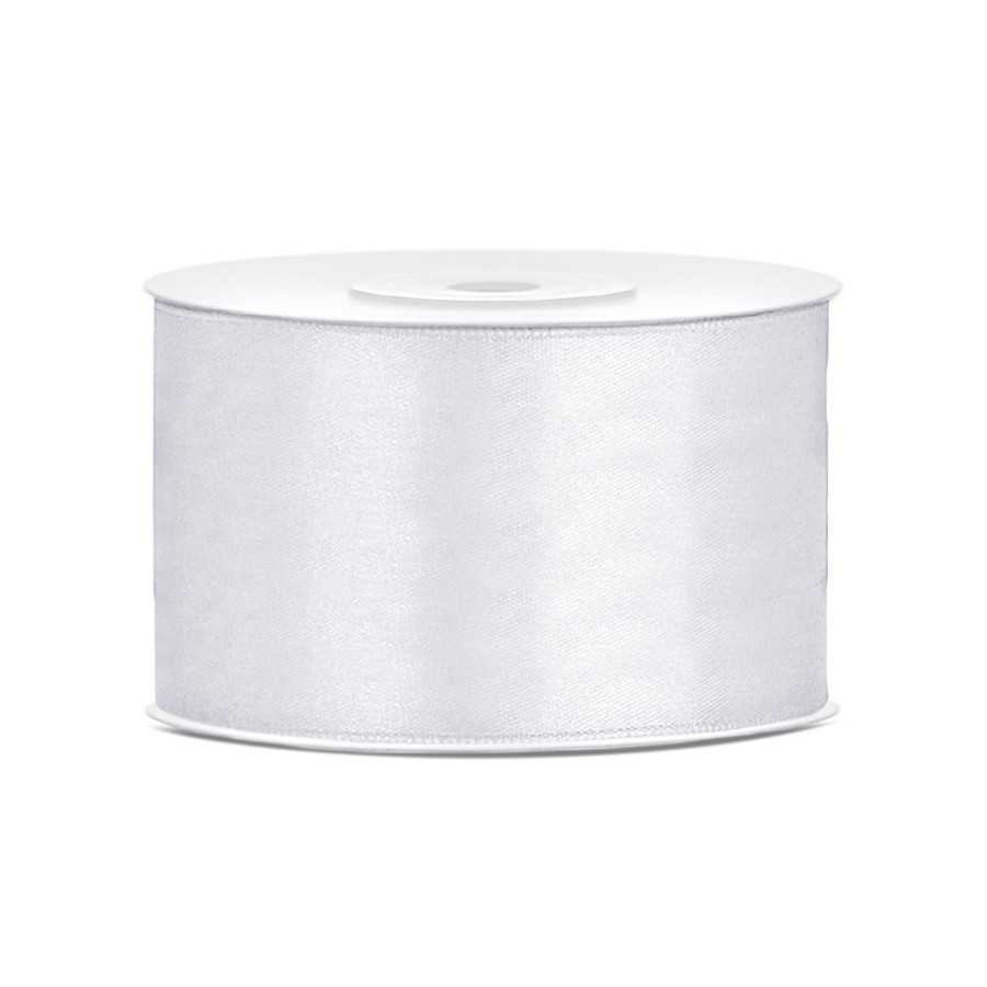 25 m ruban satin blanc 3,8 cm