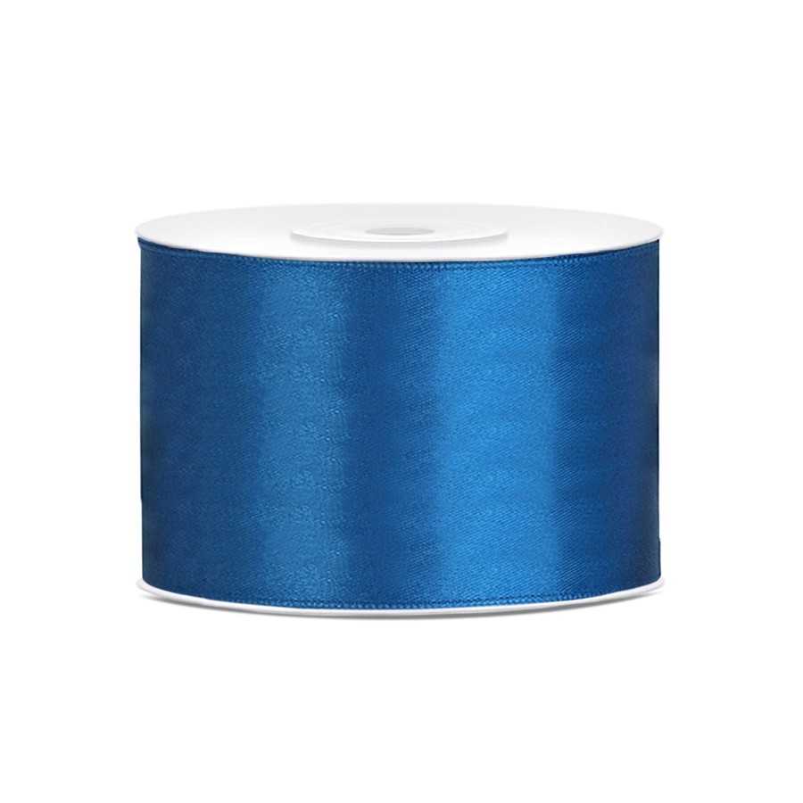 25 m ruban satin bleu 5 cm