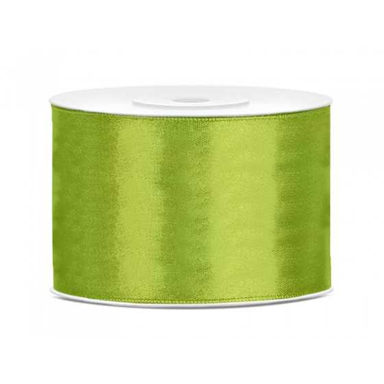 25 m ruban satin vert pomme 5 cm