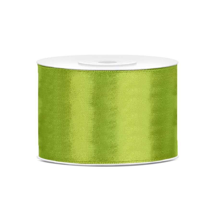 25 m ruban satin vert pomme 5 cm