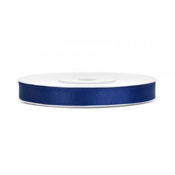 25 m ruban satin bleu marine 6 mm