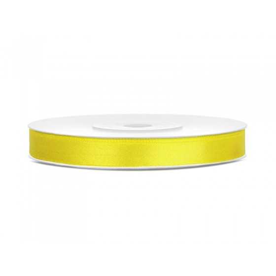 25 m ruban satin jaune 6 mm