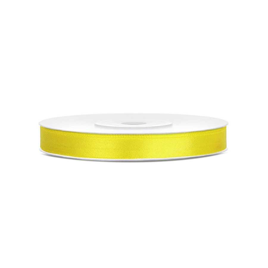 25 m ruban satin jaune 6 mm