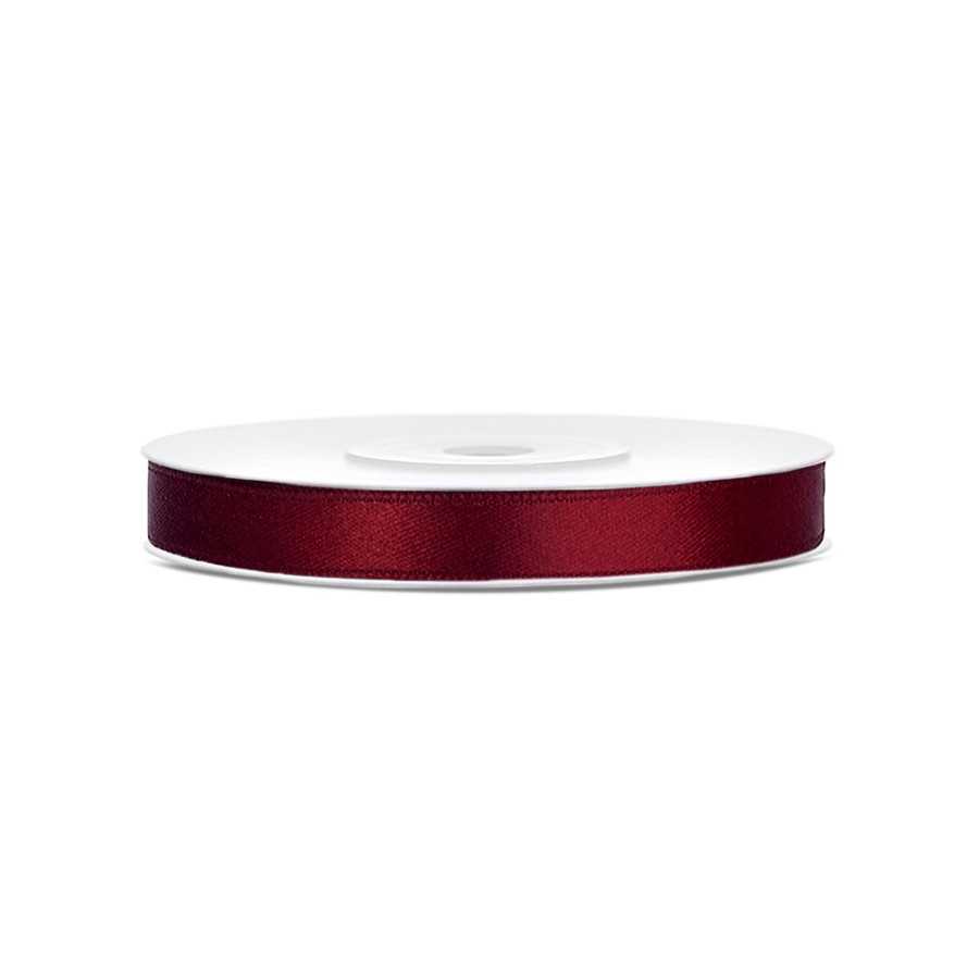 25 m ruban satin bordeaux 6 mm