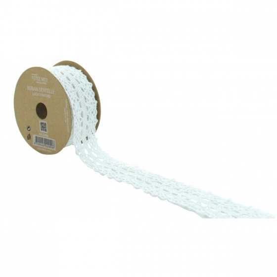 3 m ruban dentelle blanche 2,5 cm