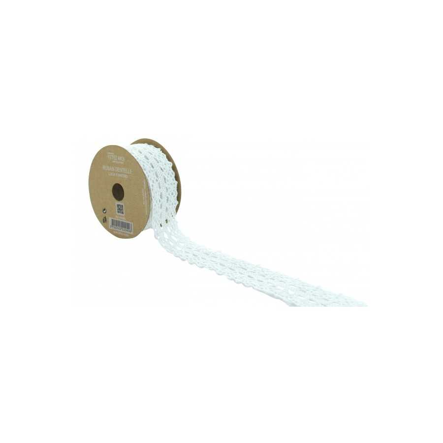 3 m ruban dentelle blanche 2,5 cm