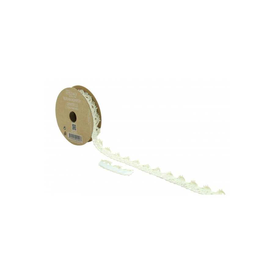 2 m ruban dentelle adhésive écru 1 cm