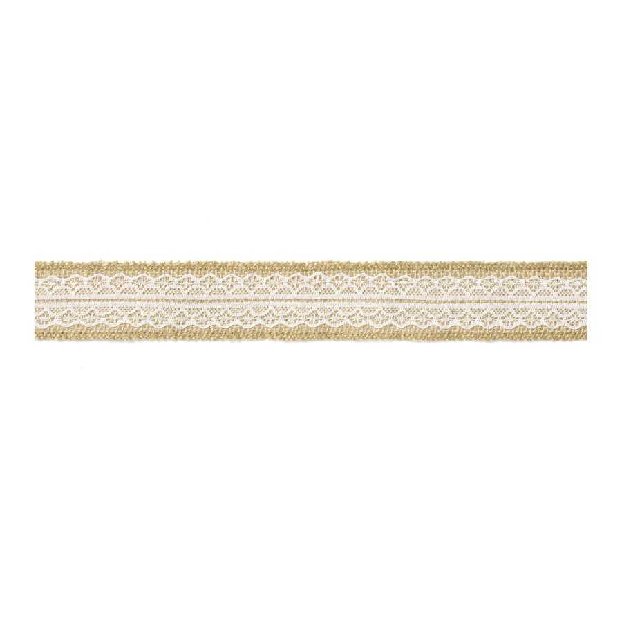 5 m ruban de jute dentelle au milieu 4 cm