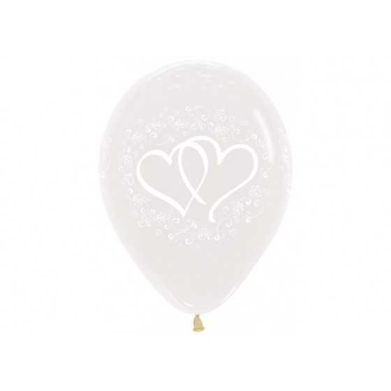 Ballon transparent 30 cm double coeur