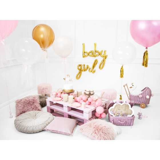 Ballon géant rose pastel mise en scène