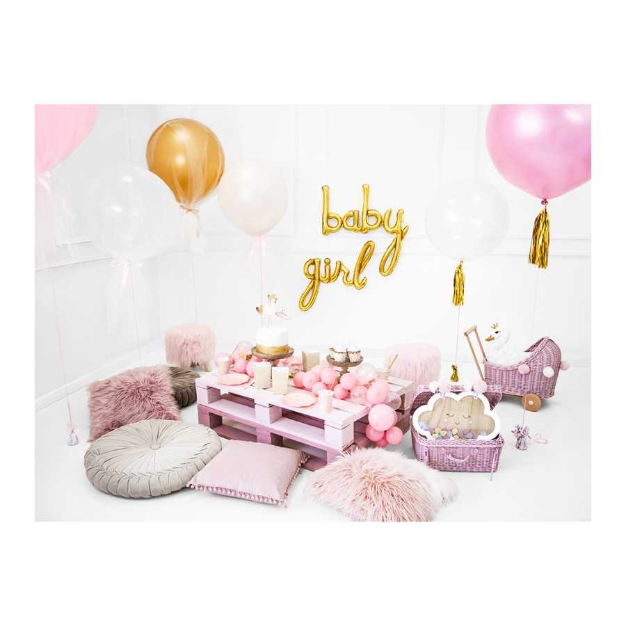 Ballon géant rose pastel mise en scène