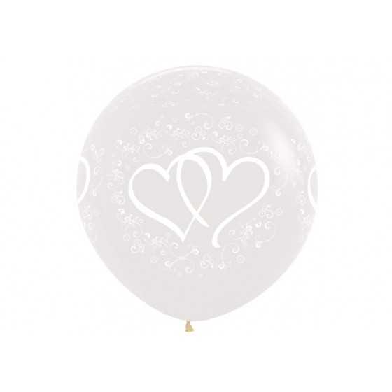 Ballon 90 cm transparent double coeur