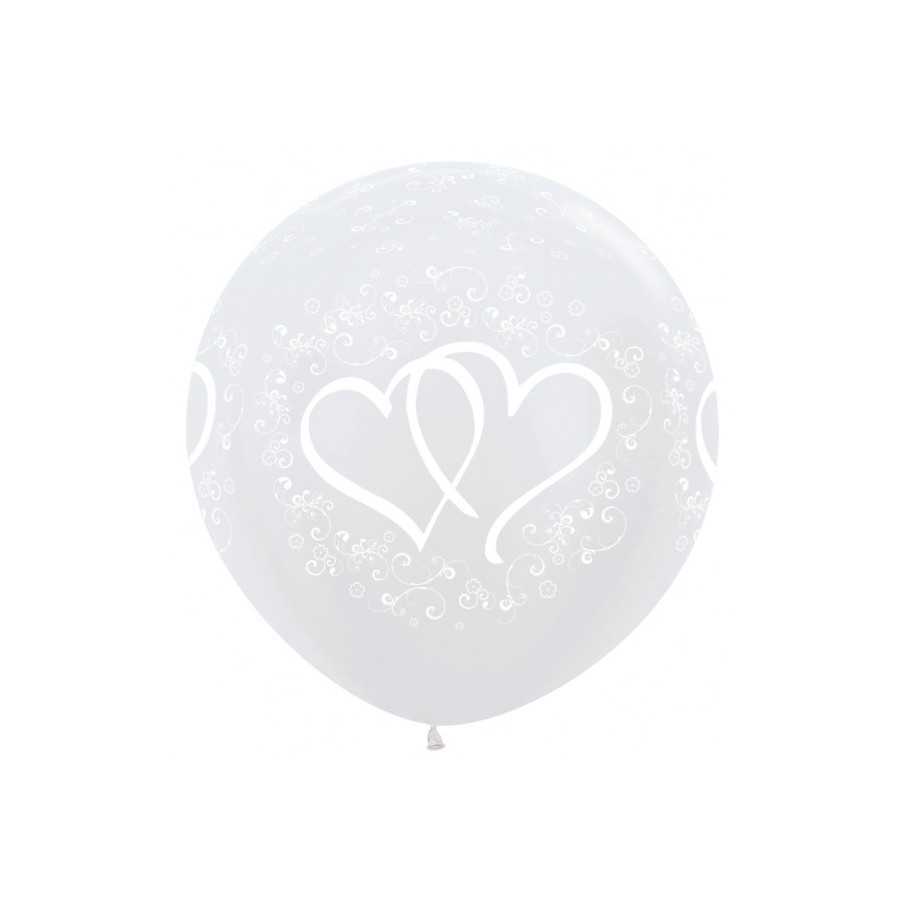 Ballon 90 cm nacré double coeur Ballon 90 cm nacré double coeur
