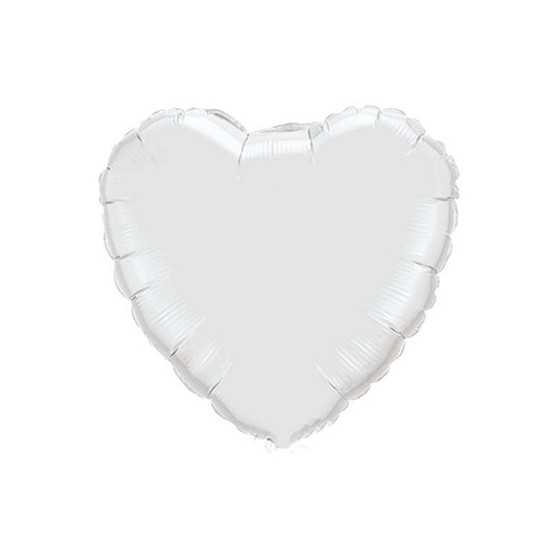 Ballon métallique blanc coeur 45 cm