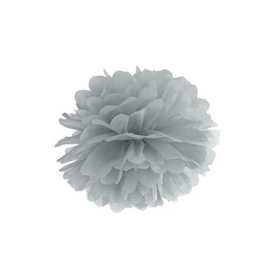 Pompon en papier de soie gris 25 cm