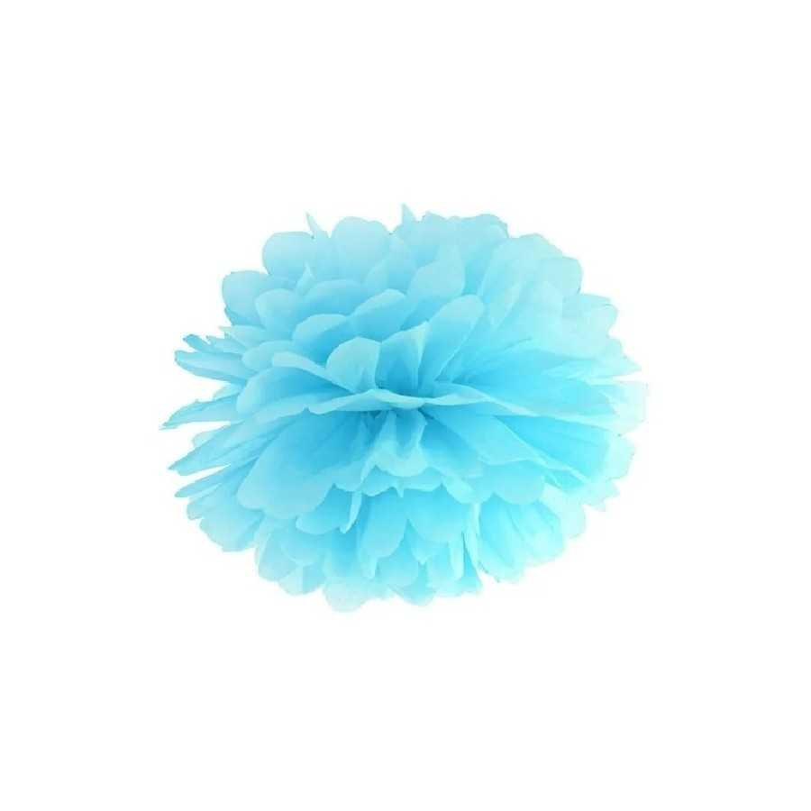 Pompon en papier de soie bleu ciel 35 cm