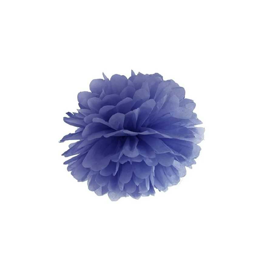 Pompon en papier de soie bleu marine 35 cm