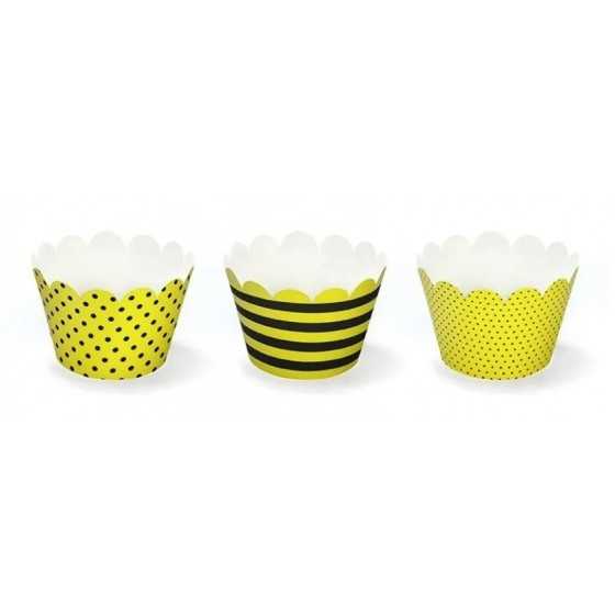 6 papiers pour cupcake jaune et noir