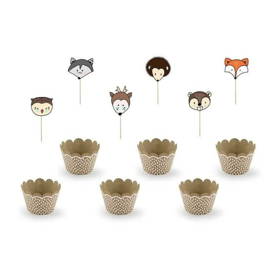 6 papiers et piques pour cupcake champêtre