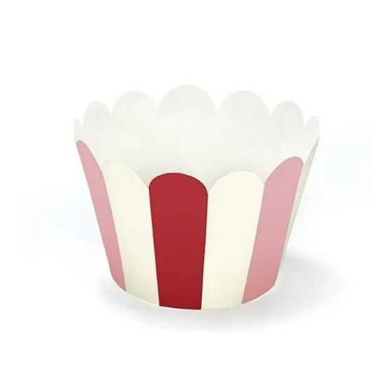 6 papiers pour cupcake rouge rose et blanc