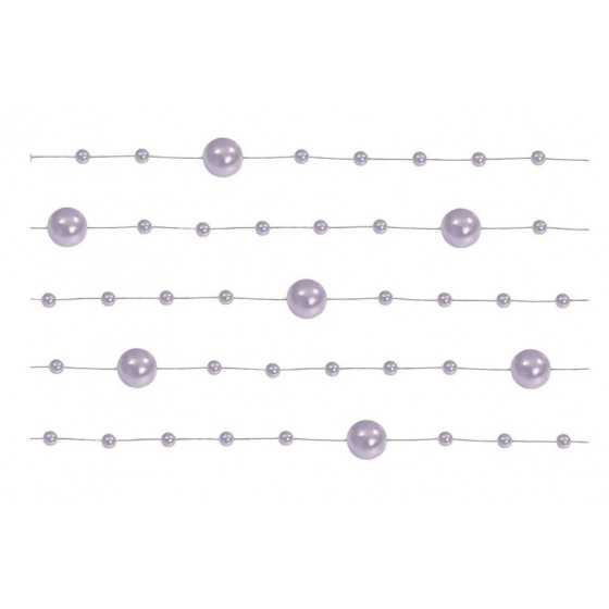 5 guirlandes de 1 m lilas de perles