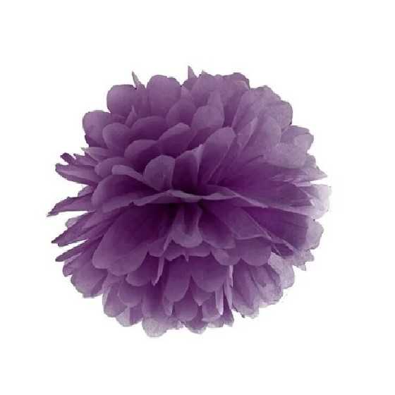 Pompon en papier de soie prune 25 cm