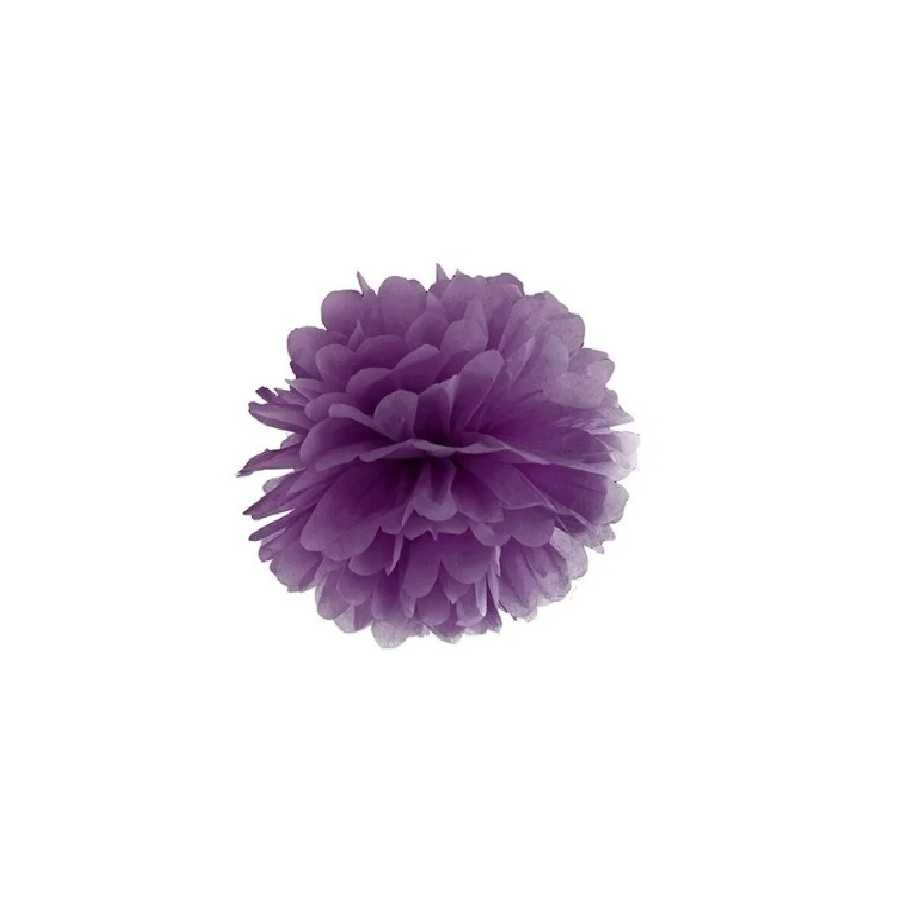 Pompon en papier de soie prune 25 cm