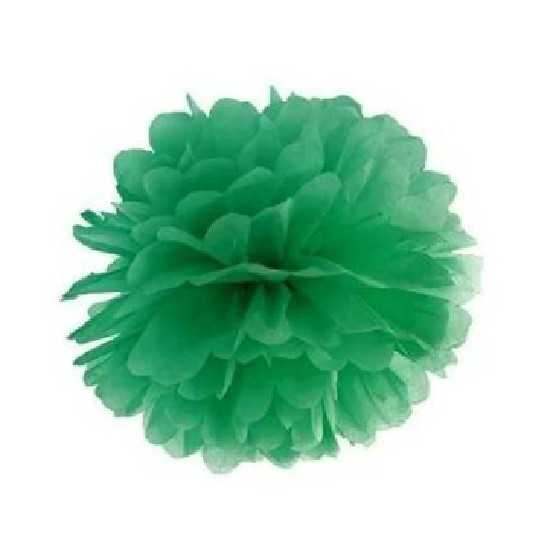 Pompon en papier de soie vert 25 cm