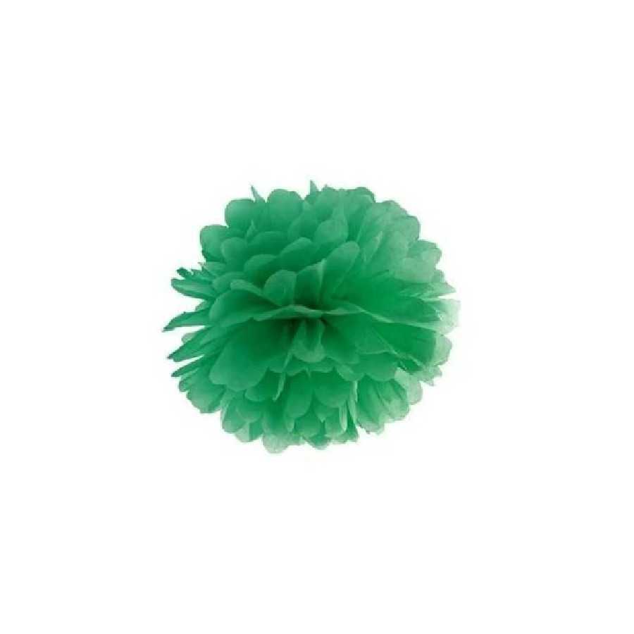 Pompon en papier de soie vert 25 cm