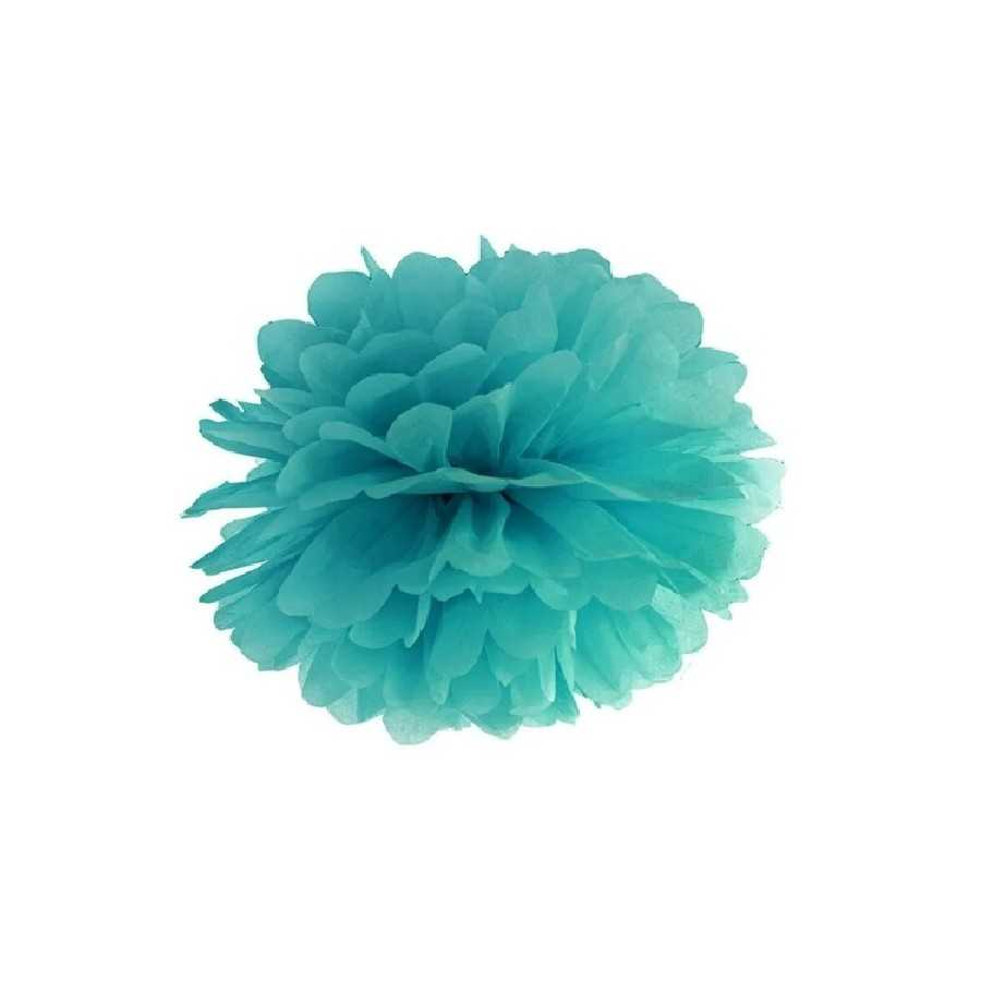 Pompon en papier de soie turquoise foncé 35 cm