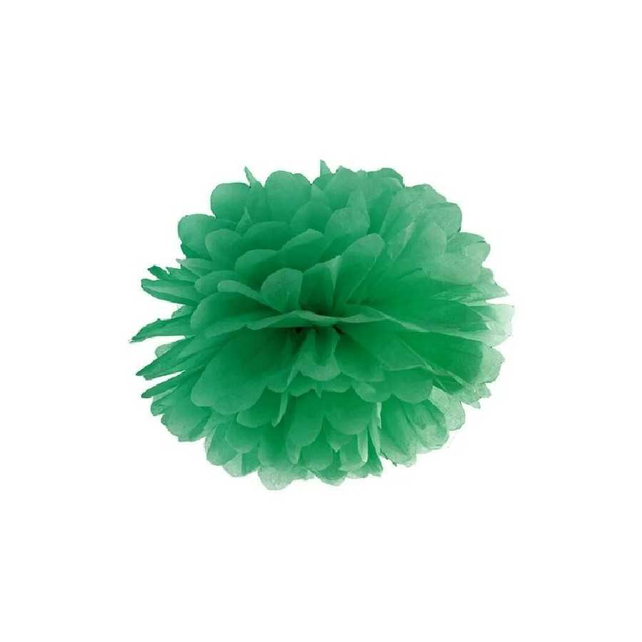 Pompon en papier de soie vert 35 cm